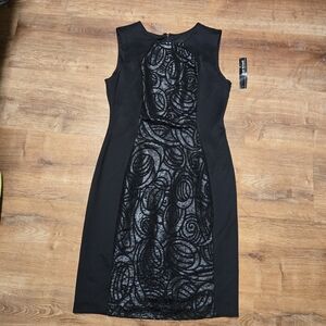 NWT! R&M Richards Black Swirl Midi Dress Size 10